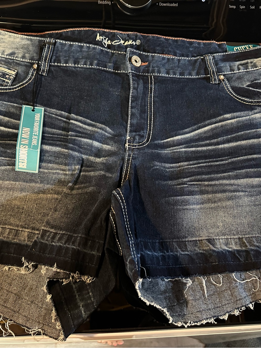 Ariya Dark Blue Distressed Jean Shorts